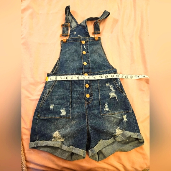 Pants - Denim Distressed Overalls Shorts